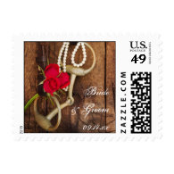 Red Roses and Horse Bit Country Wedding Postage