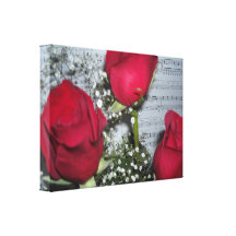 Red Roses and Sheet Music Canvas Prints