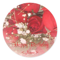 Red Roses Birthday Gift Tag stickers