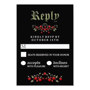 Red Roses Black Gothic Matching Halloween Rsvp 3.5x5 Paper Invitation Card by juliea2010 at Zazzle