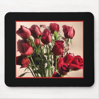 red roses boquet mousepad by mrsrnj
