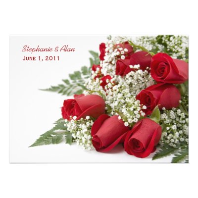 Red Roses Bouquet Wedding Invitation