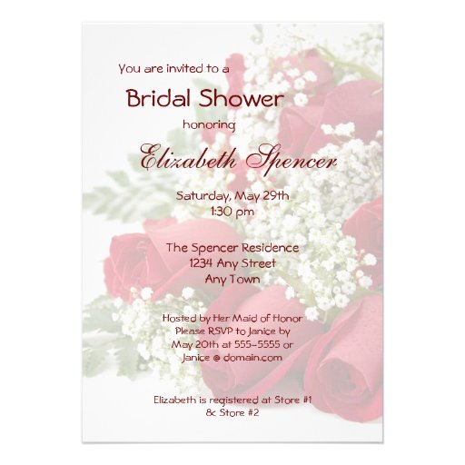 Red Roses Bridal Shower Invitation