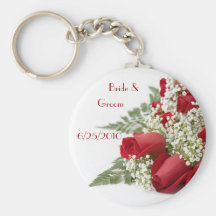 Red Roses Bride & Groom Keychain