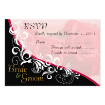 Red Roses Bride & Groom RSVP Card #2B