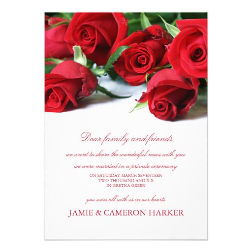 Red Roses Elopement Announcement