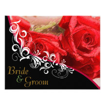 Red Roses - Flat 2 sided Wedding Invite Bb