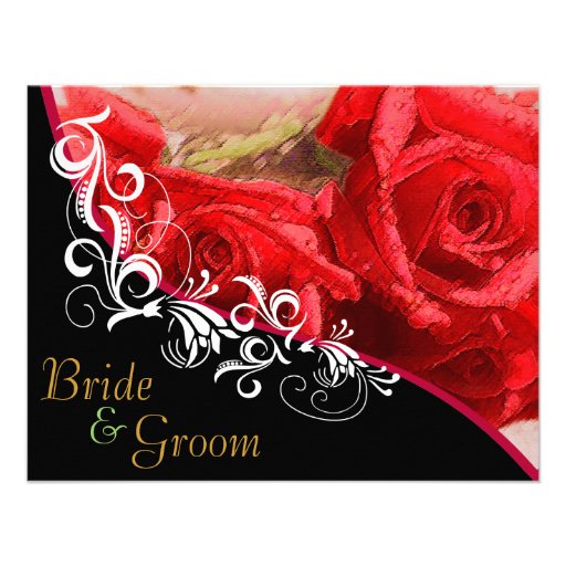 Red Roses - Flat 2 sided Wedding Invite Bb
