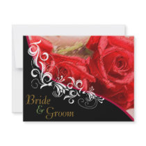 Red Roses - Flat 2 sided Wedding Invite Bb