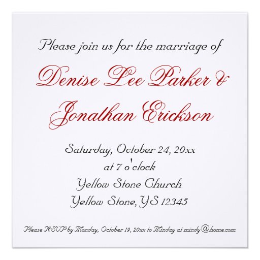 Red Roses Floral Wedding Invitation