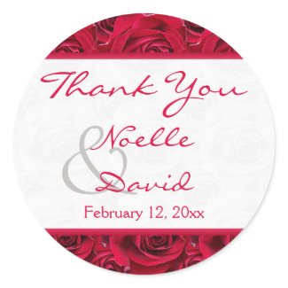 Red Roses Galore Wedding Favor Sticker sticker
