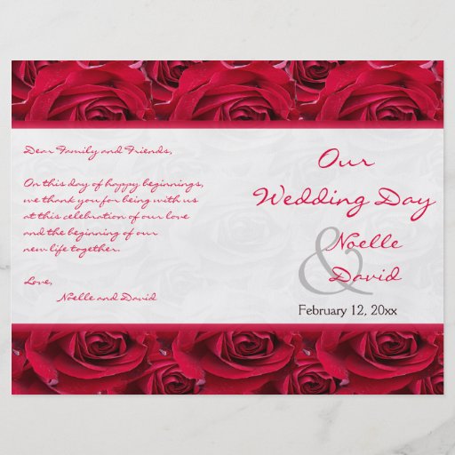 Red Roses Galore Wedding Program Flyers