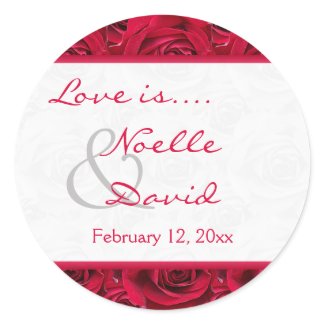 Red Roses Galore Wedding Sticker sticker