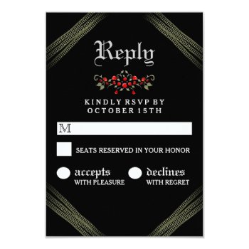 Red Roses Gothic Matching Halloween Rsvp 3.5x5 Paper Invitation Card by juliea2010 at Zazzle