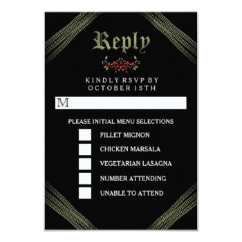 Red Roses Halloween Gothic Menu Rsvp 3.5x5 Paper Invitation Card by juliea2010 at Zazzle