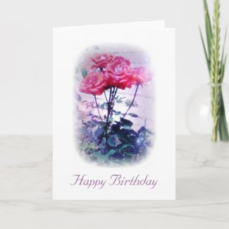 Red Roses - Happy Birthday Card card