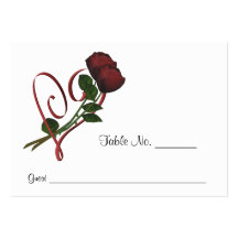 Red Roses Heart Wedding Place Cards Personalized Business Card Template