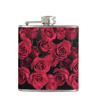 Red Roses Hip Flask