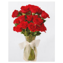 Red Roses in a Vase with White Bow Flyer Design
