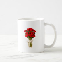 Red Roses in a Vase with White Bow Mug