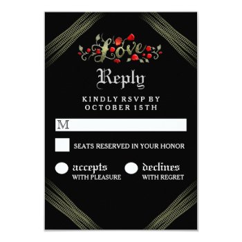 Red Roses Love Gothic Matching Halloween Rsvp 3.5x5 Paper Invitation Card by juliea2010 at Zazzle