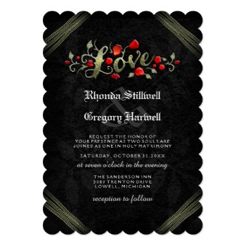 Red Roses Love Halloween Wedding Invitation by juliea2010 at Zazzle