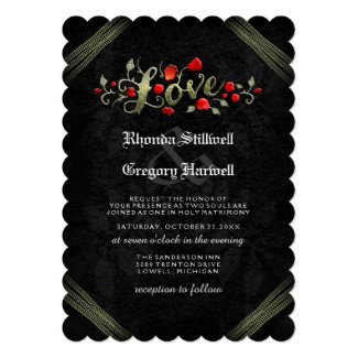 Red Roses LOVE Halloween Wedding Invite RECEPTION