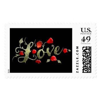 Red Roses Love On Black Matching Wedding Postage by juliea2010 at Zazzle