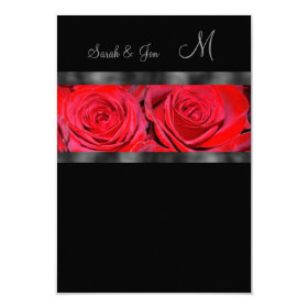 Red Roses Monogram Wedding Response 3.5x5 Paper Invitation Card