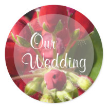 Red Roses Our Wedding Monogram Seal Round Sticker