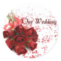 Red Roses Our Wedding Sticker
