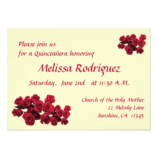 Red Roses Quinceanera Invites
