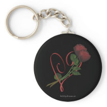 Red Roses Red Heart Flower Keychain