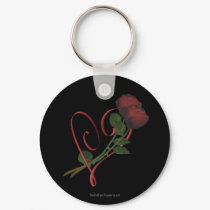 Red Roses Red Heart Flower Keychain