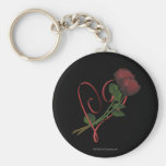 Red Roses Red Heart Flower Keychain