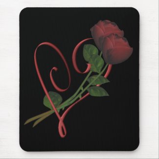 Red Roses Red Heart Flower Mousepad mousepad