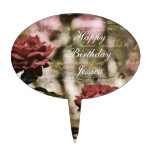 Red Roses Romantic Garden Oval Cake Pick