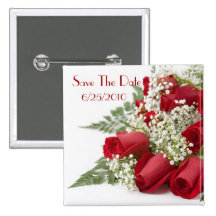 Red Roses Save The Date Button