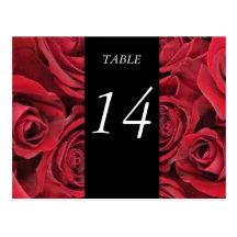 Red Roses Table Number Card Post Cards