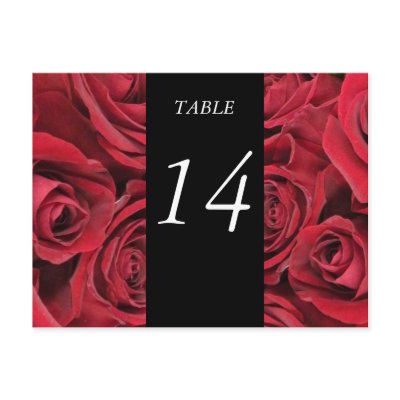 Red Roses Table Number Card Post Cards