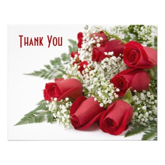 Red Roses Thank You Card Custom Invitation