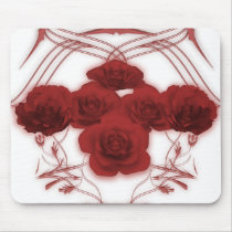 Red Roses & Tribal Patterns - Mousepad