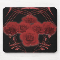 Red Roses & Tribal Patterns - Mousepad by spiritswitchboard Red Roses & Tribal Patterns - Mousepad