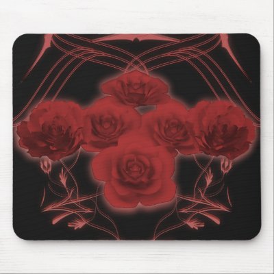 Red Roses & Tribal Patterns - Mousepad by spiritswitchboard