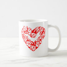 Red Roses Valentine Love Heart Coffee Mugs