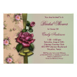 Red Roses Vintage Bridal Shower Invitations