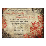 Red Roses Vintage Wedding Invitation