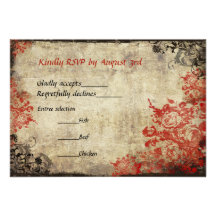 Red Roses Vintage Wedding RSVP Invitation