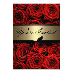 Red Roses Wedding 5x7 Paper Invitation Card