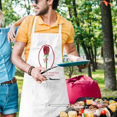 Red Roses Wedding Apron by samack